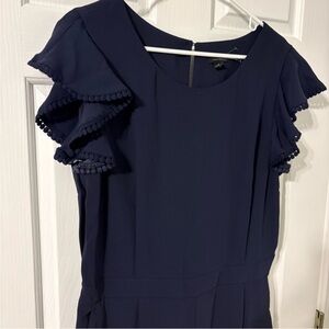 Ann Taylor Navy Jumpsuit with Ruffle Sleeves